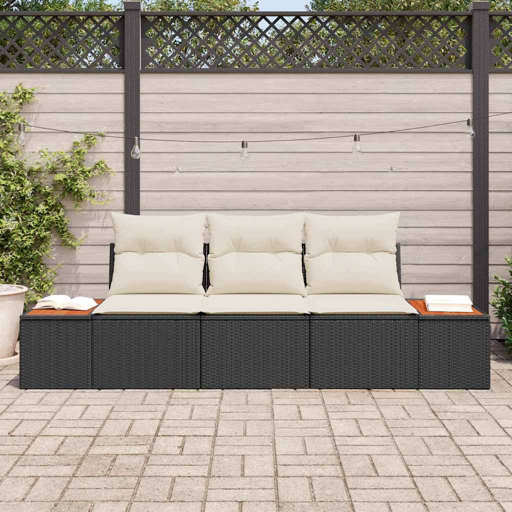 Tuin Sofa Set 3 st 3-Aantal zitplaatsen Zwart en crème