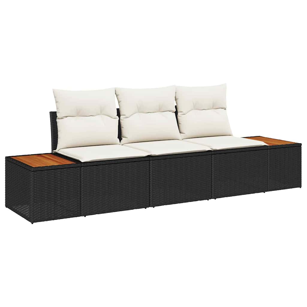 Tuin Sofa Set 3 st 3-Aantal zitplaatsen Zwart en crème