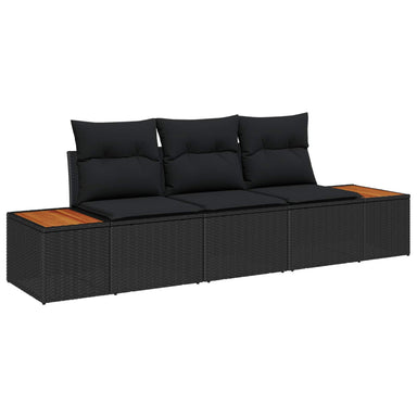 Tuin Sofa Set 3 st 3-Aantal zitplaatsen Zwart Poly riet