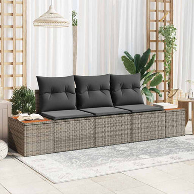 Tuin Sofa Set 3 st 3-Aantal zitplaatsen Grijs Poly riet