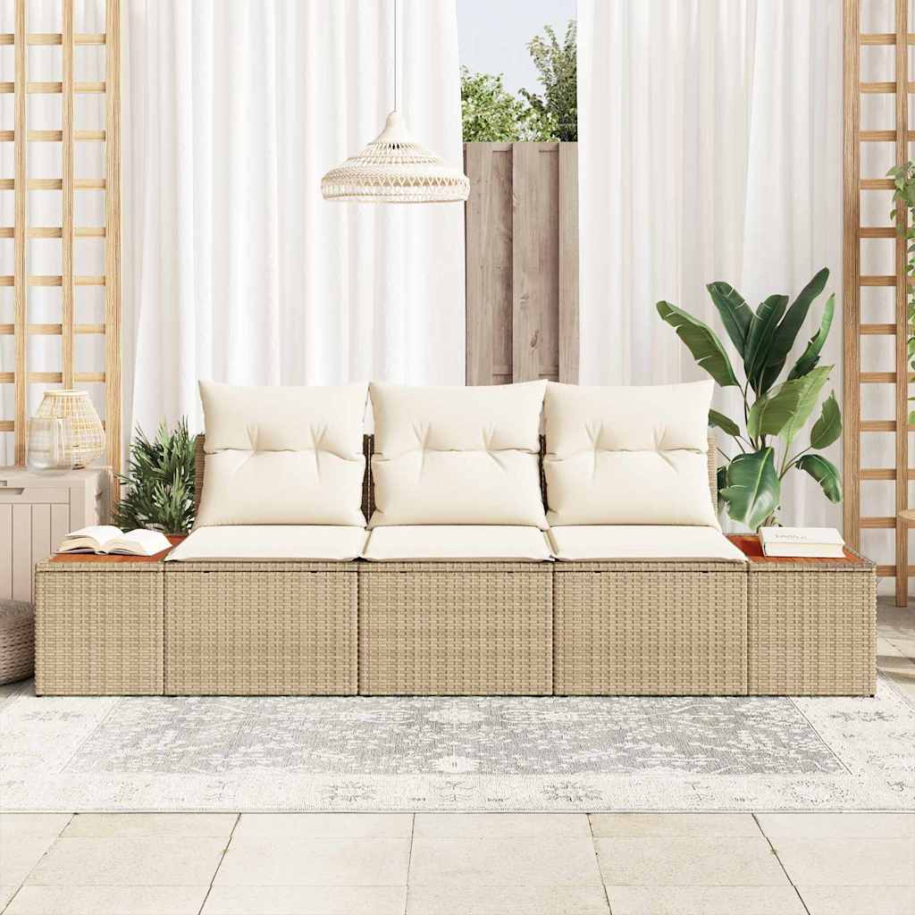Tuin Sofa Set 3 st 3-Aantal zitplaatsen beige en crèmekleurig