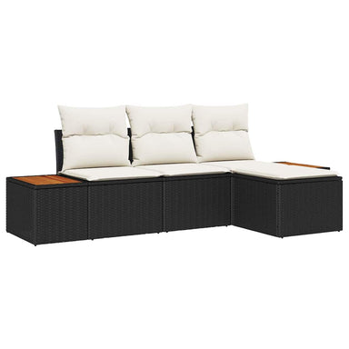 Tuin Sofa Set 4 st Zwart en Crème Poly Rattan