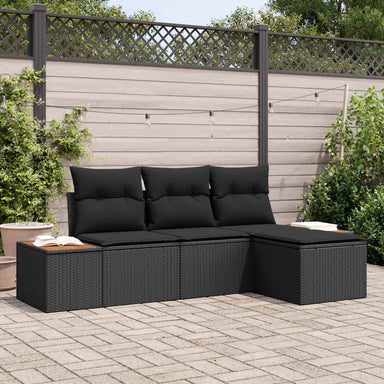 Tuin Sofa Set 4 st Zwart Poly Rattan