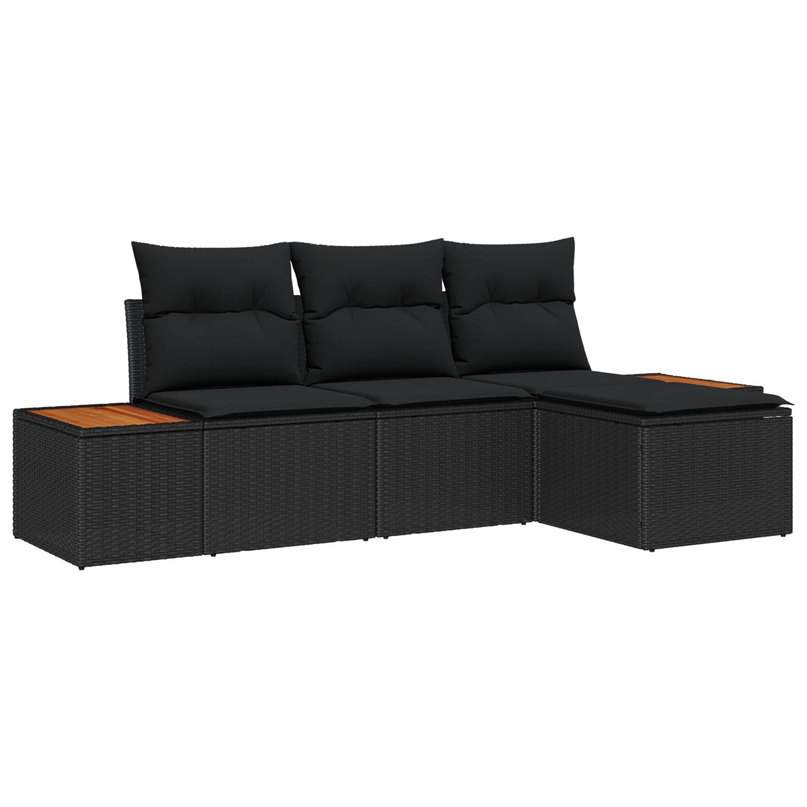 Tuin Sofa Set 4 st Zwart Poly Rattan