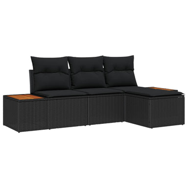 Tuin Sofa Set 4 st Zwart Poly Rattan