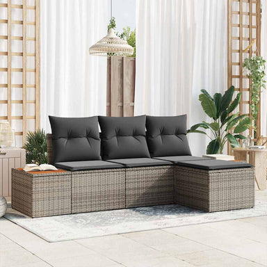 Tuin Sofa Set 4 st Grijs Poly Rattan