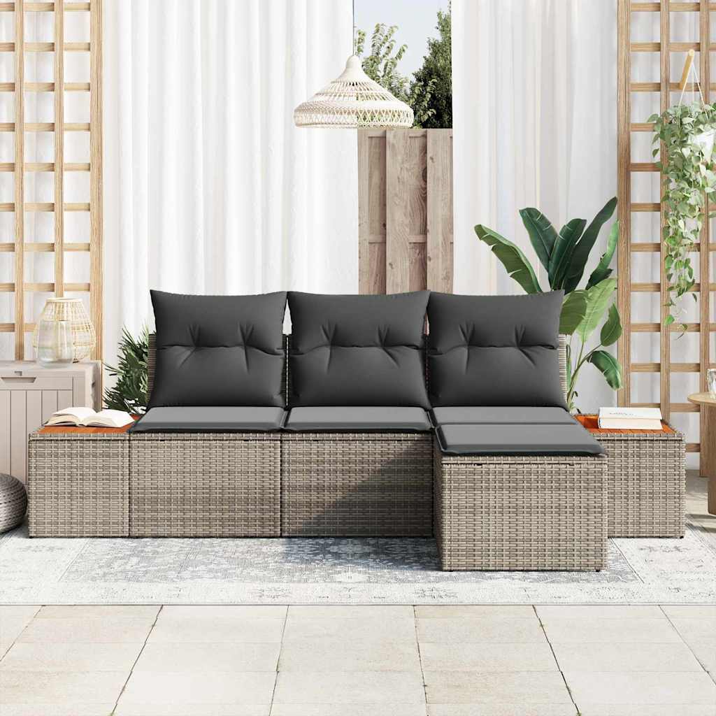 Tuin Sofa Set 4 st Grijs Poly Rattan