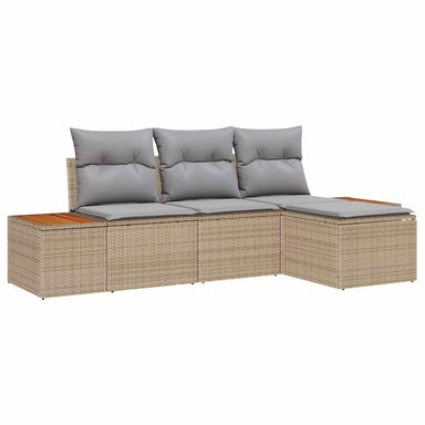 Tuin Sofa Set 4 st Beige en Licht Grijs Poly Rattan