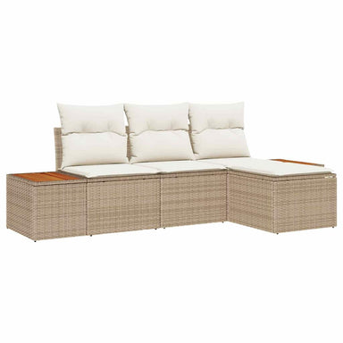 Tuin Sofa Set 4 st Beige en Crème Poly Rattan