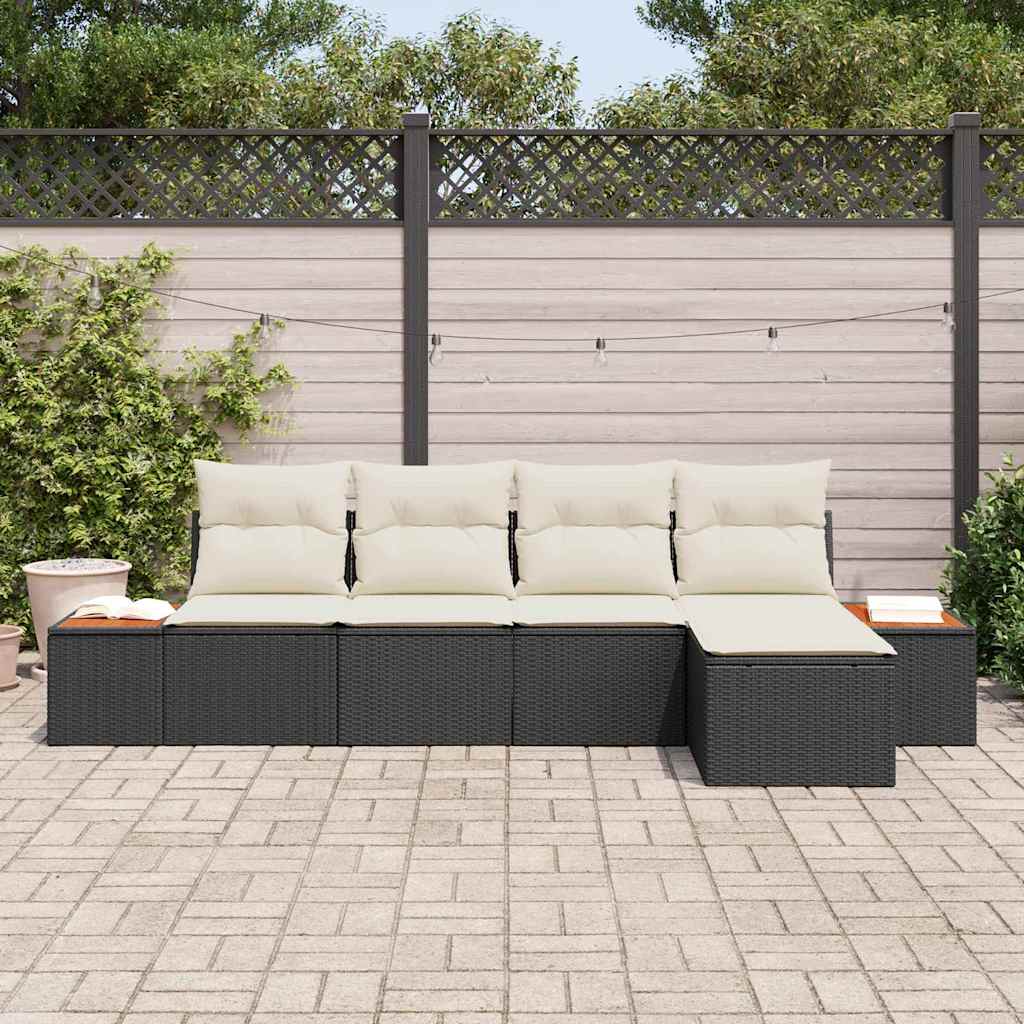 Tuinbankenset 6 st 5-Aantal zitplaatsen Zwart en Crème