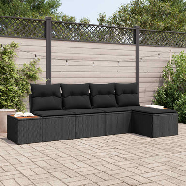 Tuinbankenset 6 st 5-Aantal zitplaatsen Zwart Polyrattan