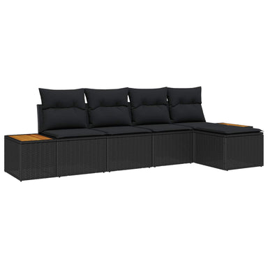 Tuinbankenset 6 st 5-Aantal zitplaatsen Zwart Polyrattan