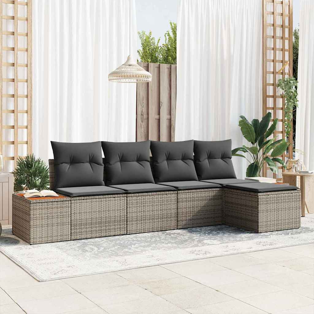 Tuinbankenset 6 st 5-Aantal zitplaatsen Grijs Polyrattan