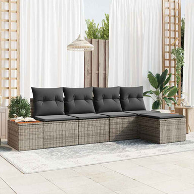 Tuinbankenset 6 st 5-Aantal zitplaatsen Grijs Polyrattan