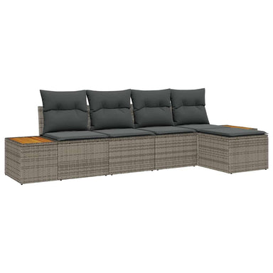 Tuinbankenset 6 st 5-Aantal zitplaatsen Grijs Polyrattan