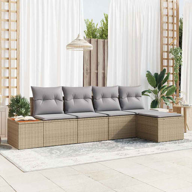 Tuinbankenset 6 st 5-Aantal zitplaatsen Beige en Licht Grijs