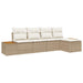 Tuinbankenset met kussen 6 pcs Beige en Crème Polyrattan
