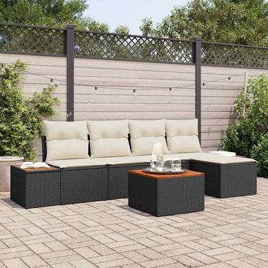 Tuinbankenset 6 st 5-Aantal zitplaatsen Zwart en Crème