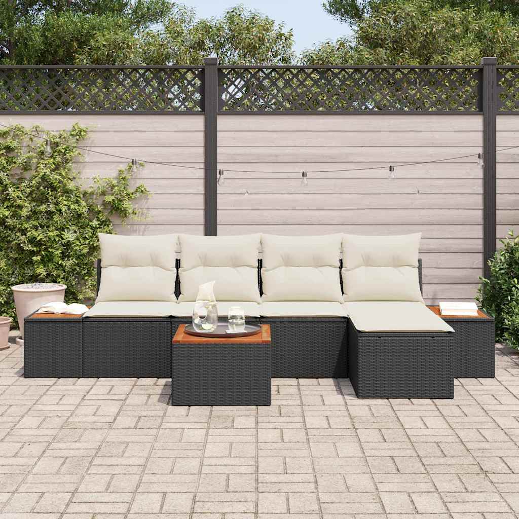 Tuinbankenset 6 st 5-Aantal zitplaatsen Zwart en Crème