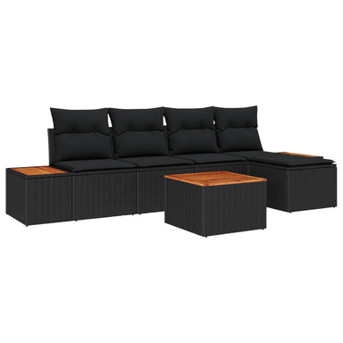 Tuinbankenset 6 st 5-Aantal zitplaatsen Zwart Polyrattan