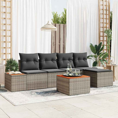 Tuinbankenset 6 st 5-Aantal zitplaatsen Grijs Polyrattan