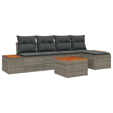 Tuinbankenset 6 st 5-Aantal zitplaatsen Grijs Polyrattan