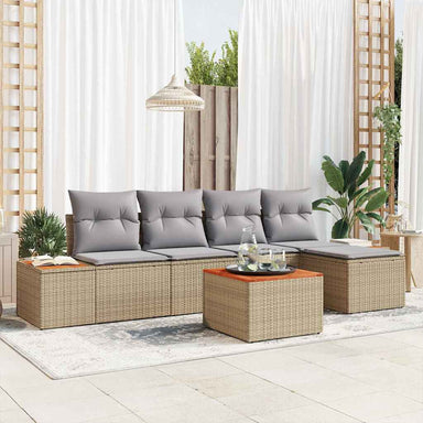 Tuinbankenset 6 st 5-Aantal zitplaatsen Beige en Licht Grijs