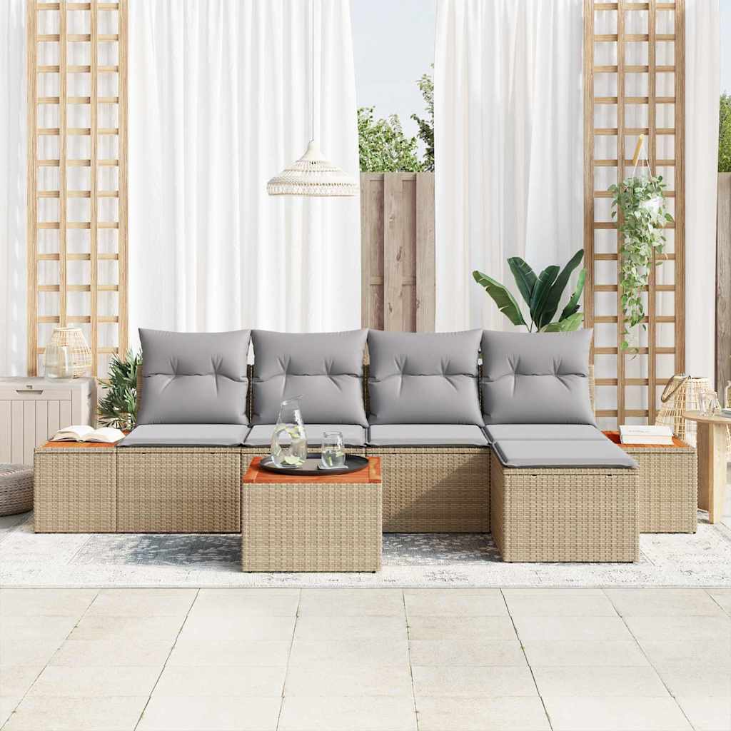 Tuinbankenset 6 st 5-Aantal zitplaatsen Beige en Licht Grijs