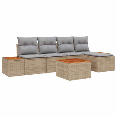 Tuinbankenset 6 st 5-Aantal zitplaatsen Beige en Licht Grijs
