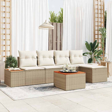Tuinbankenset met kussen 6 pcs Beige en Crème Polyrattan