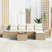 Tuinbankenset met kussen 6 pcs Beige en Crème Polyrattan