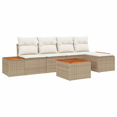 Tuinbankenset met kussen 6 pcs Beige en Crème Polyrattan