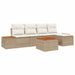 Tuinbankenset met kussen 6 pcs Beige en Crème Polyrattan