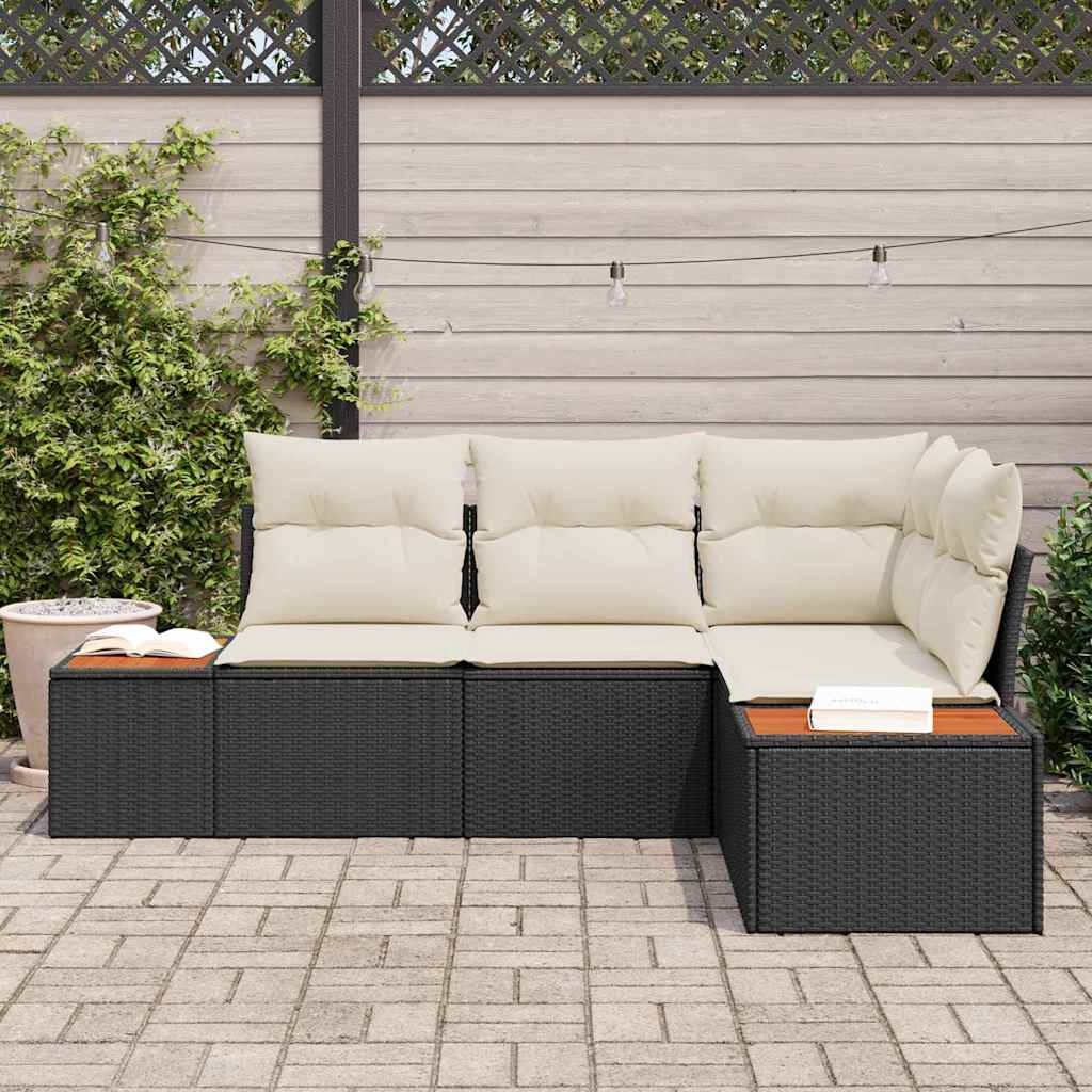 Tuinbankenset 4 st 4-Aantal zitplaatsen Zwart en Crème