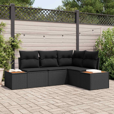 Tuinbankenset 4 st 4-Aantal zitplaatsen Zwart Polyrattan
