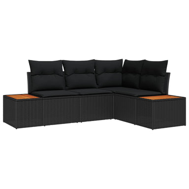 Tuinbankenset 4 st 4-Aantal zitplaatsen Zwart Polyrattan