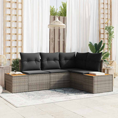 Tuinbankenset 4 st 4-Aantal zitplaatsen Grijs Polyrattan