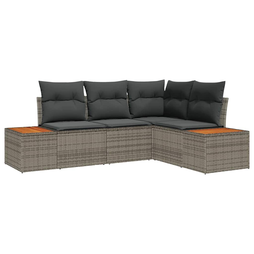 Tuinbankenset 4 st 4-Aantal zitplaatsen Grijs Polyrattan