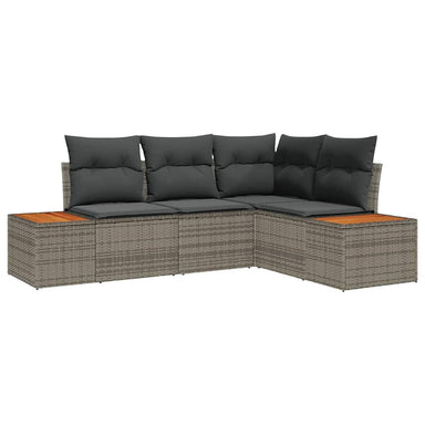 Tuinbankenset 4 st 4-Aantal zitplaatsen Grijs Polyrattan
