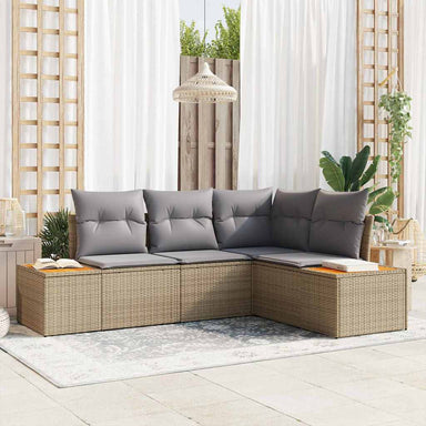 Tuinbankenset 4 st 4-Aantal zitplaatsen Beige en Licht Grijs