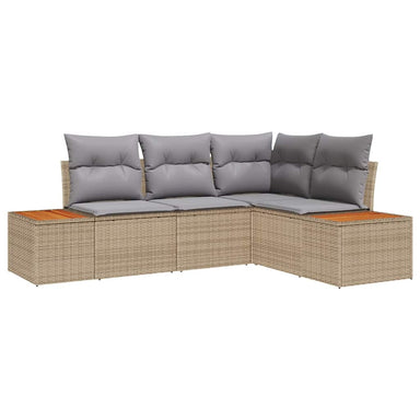 Tuinbankenset 4 st 4-Aantal zitplaatsen Beige en Licht Grijs