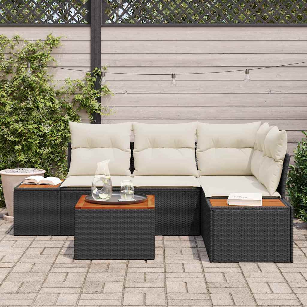 Tuinbankenset 4 st 4-Aantal zitplaatsen Zwart en Crème
