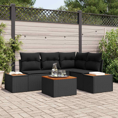 Tuinbankenset 4 st 4-Aantal zitplaatsen Zwart Polyrattan