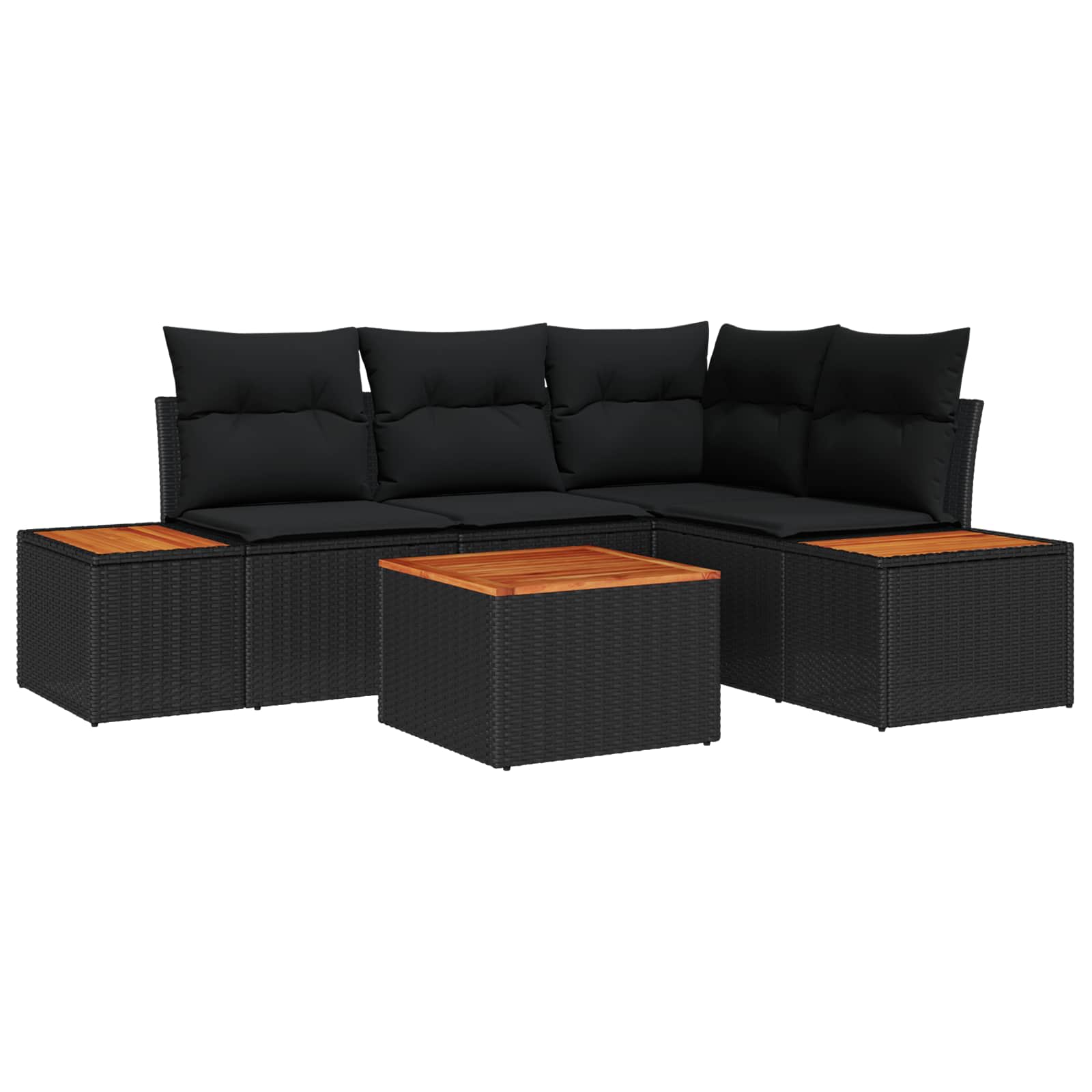 Tuinbankenset 4 st 4-Aantal zitplaatsen Zwart Polyrattan