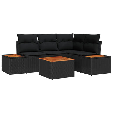Tuinbankenset 4 st 4-Aantal zitplaatsen Zwart Polyrattan