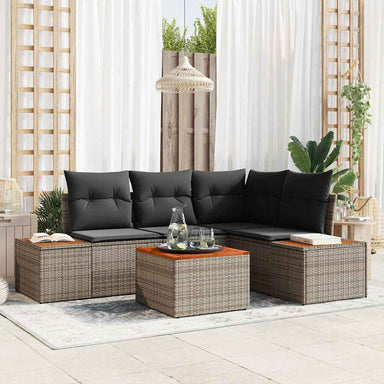 Tuinbankenset 4 st 4-Aantal zitplaatsen Grijs Polyrattan