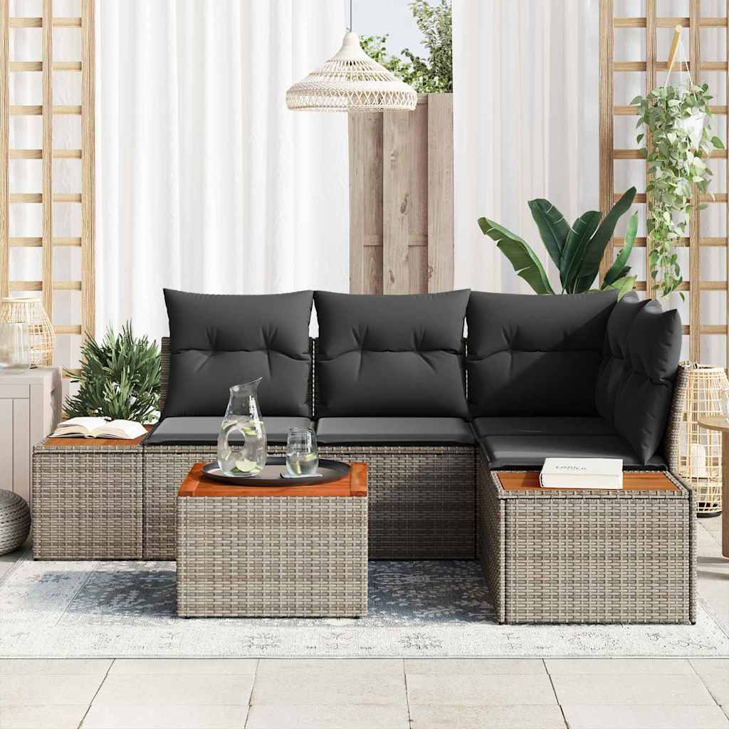 Tuinbankenset 4 st 4-Aantal zitplaatsen Grijs Polyrattan