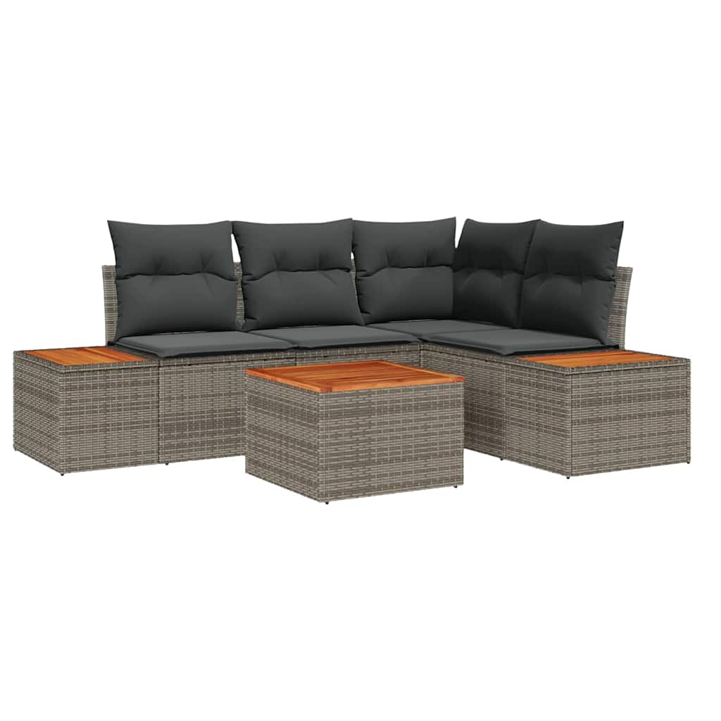 Tuinbankenset 4 st 4-Aantal zitplaatsen Grijs Polyrattan