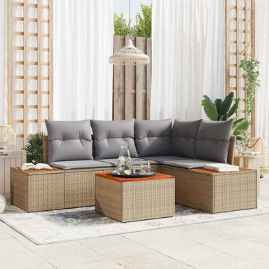 Tuinbankenset 4 st 4-Aantal zitplaatsen Beige en Licht Grijs