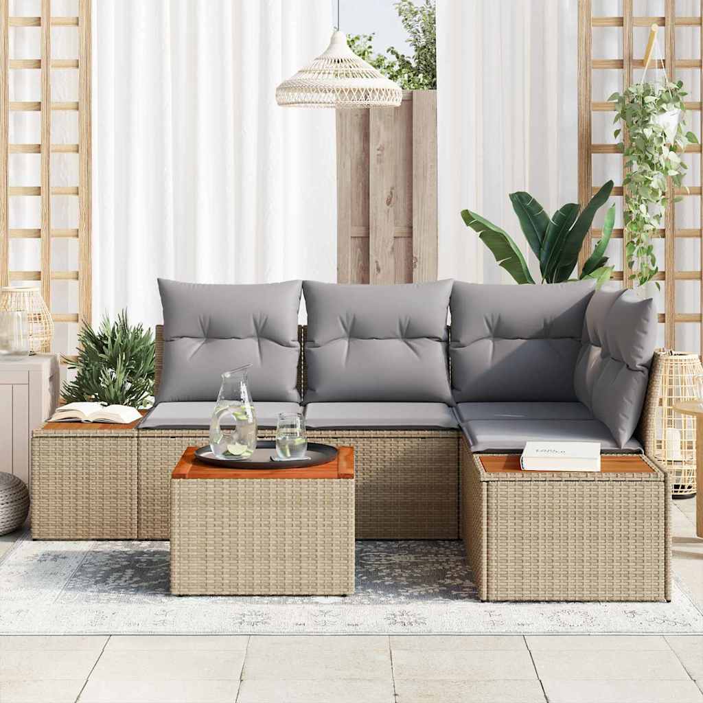 Tuinbankenset 4 st 4-Aantal zitplaatsen Beige en Licht Grijs